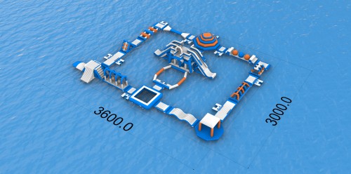 Parc aquatique gonflable géant de 36 m x 30 m pour un maximum de plaisir en famille